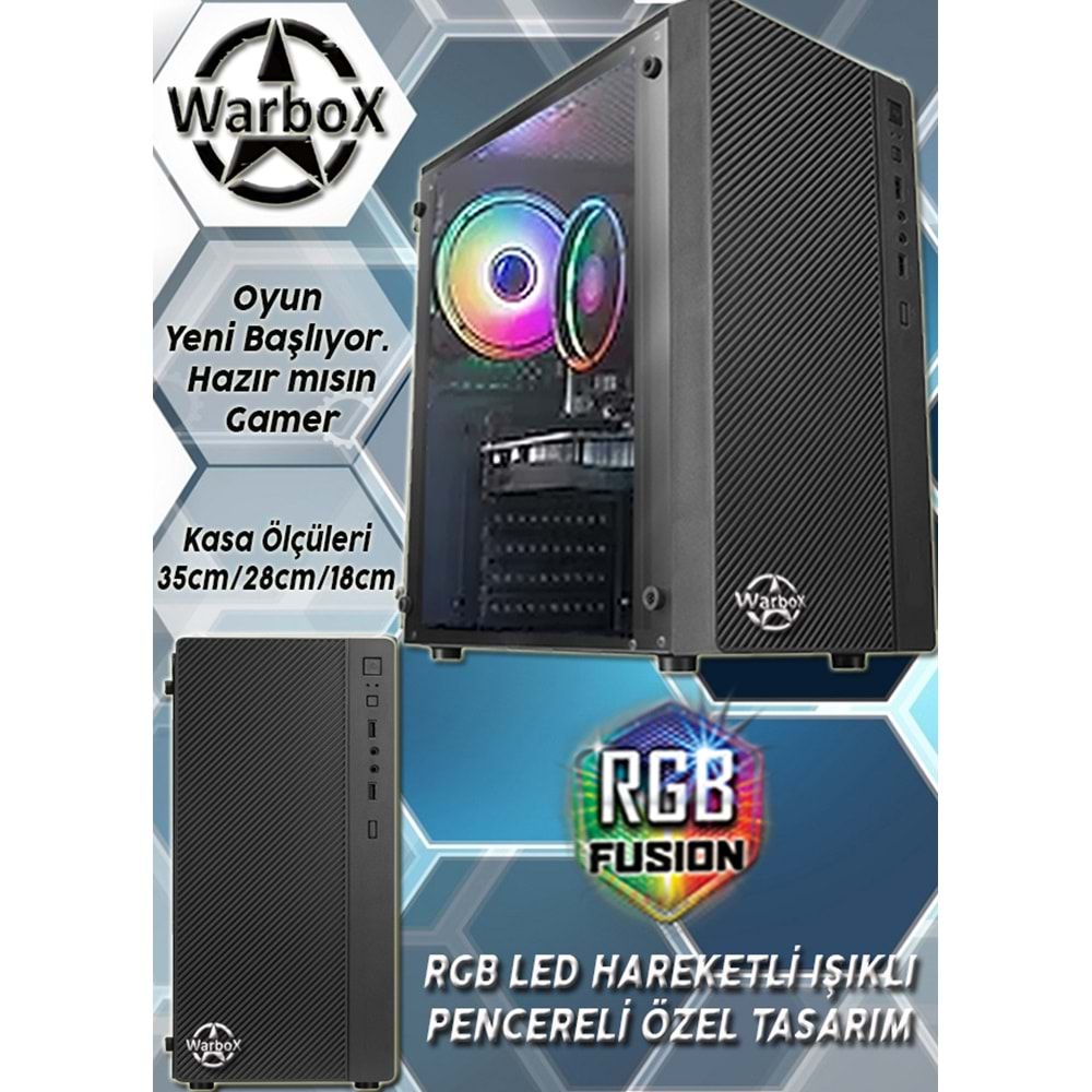 Warbox Trevor Pro İ3 3220 8gb Ram 256gb SSD+250GB HDD R7 240 4gb E.Kartı 19.5 HD Monitör Oyuncu Bilgisayarı